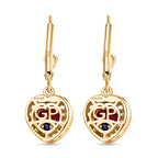 GP - Premium African Ruby & Blue Sapphire Heart Drop Earring with Lever Back in 18K Vermeil Yellow Gold Plated Sterling Silver 3.52 Ct.