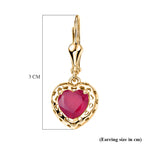 GP - Premium African Ruby & Blue Sapphire Heart Drop Earring with Lever Back in 18K Vermeil Yellow Gold Plated Sterling Silver 3.52 Ct.