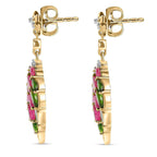 GP Leaf Collection - African Ruby, Natural Chrome Diopside and Natural Zircon Leaf Earrings with Push Back in 18K Vermeil Yellow Gold Plated Sterling Silver 5.00 Ct