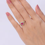 GP - African Ruby, White Zircon & Blue Sapphire Ring in 18K Vermeil Yellow Gold Plated Sterling Silver 1.44 Ct.