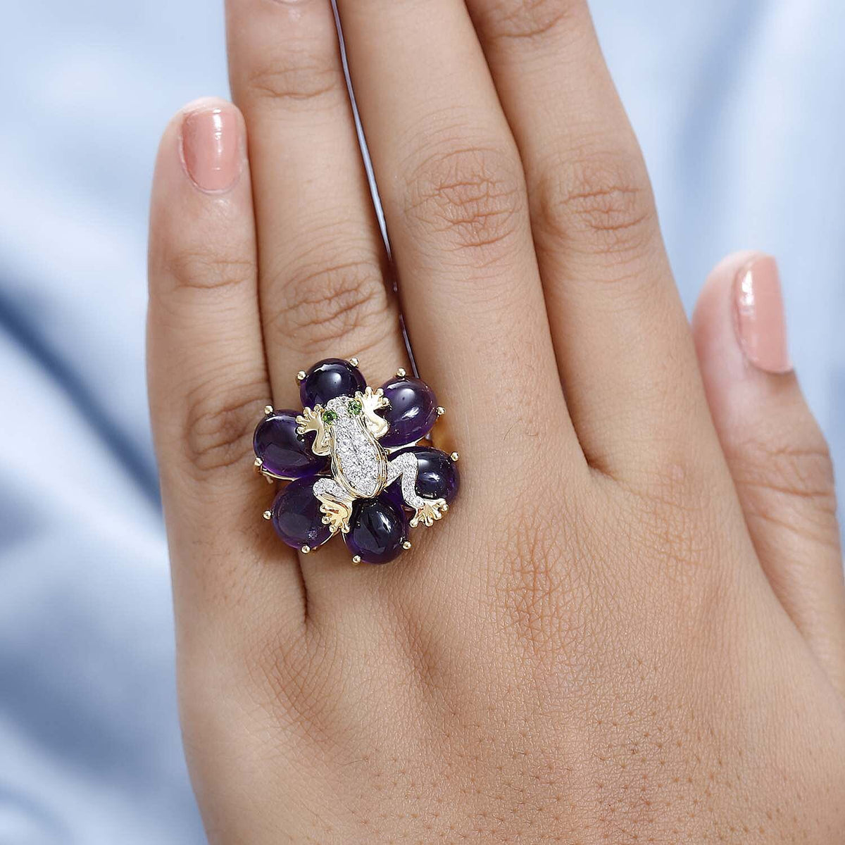 GP Italian Garden Collection - Amethyst and Multi Gemstone Ring in 18K Vermeil Yellow Gold Plated Sterling Silver 16.47 Ct, Silver Wt. 8.41 Gms 7631350 2