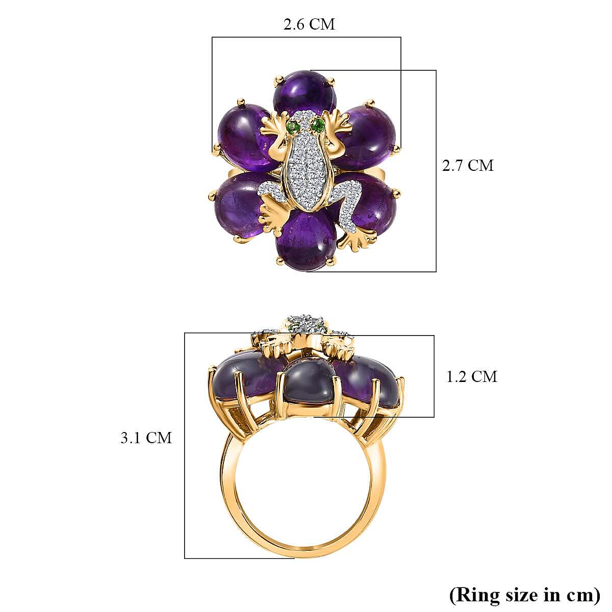 GP Italian Garden Collection - Amethyst and Multi Gemstone Ring in 18K Vermeil Yellow Gold Plated Sterling Silver 16.47 Ct, Silver Wt. 8.41 Gms 7631350 5