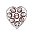 GP Amore Collection - Polki Diamond Heart Ring in Platinum Overlay Sterling Silver 0.51 Ct, Silver Wt. 6.00 Gms