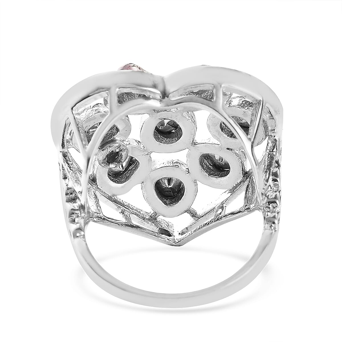 GP Amore Collection - Polki Diamond Heart Ring in Platinum Overlay Sterling Silver 0.51 Ct, Silver Wt. 6.00 Gms 7630835 4