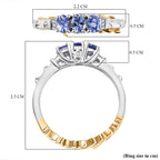 GP Amore Collection - Tanzanite ,  Blue Sapphire ,  White Diamond  Fancy Ring  Sterling Silver