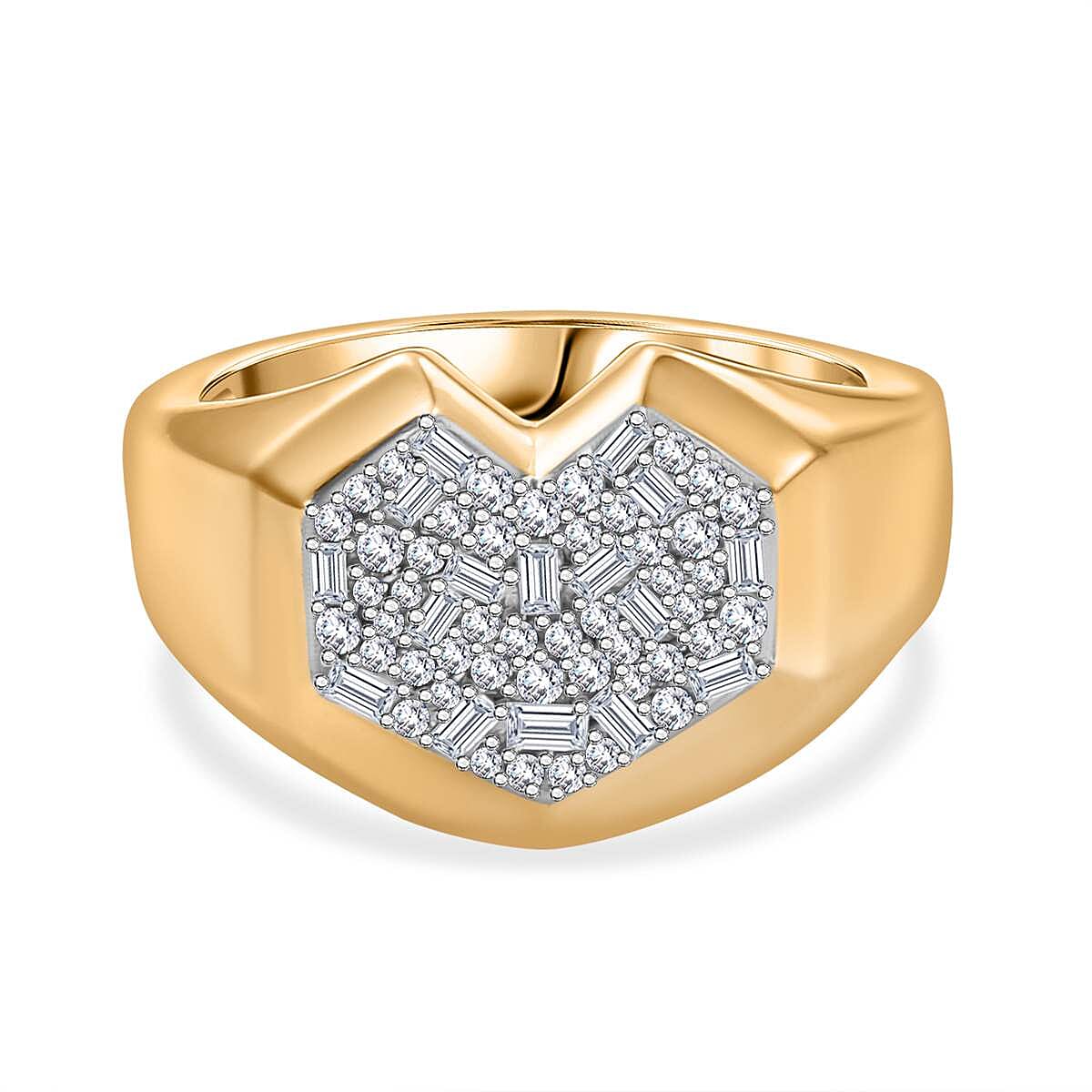 GP Amore Collection - White Diamond Cluster Ring in 18K Vermeil Yellow Gold Plated Sterling Silver 7977027 0