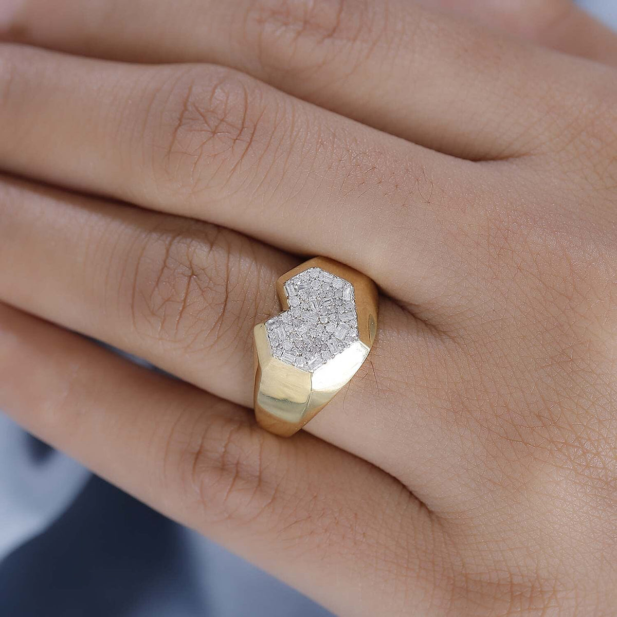 GP Amore Collection - White Diamond Cluster Ring in 18K Vermeil Yellow Gold Plated Sterling Silver 7977027 2