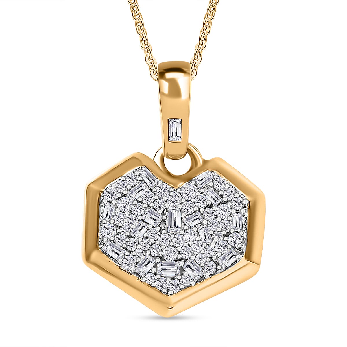 GP Amore Collection - White Diamond Heart Cluster Pendant with Chain in 18K Yellow Gold Vermeil Plated Sterling Silver 4326740 0