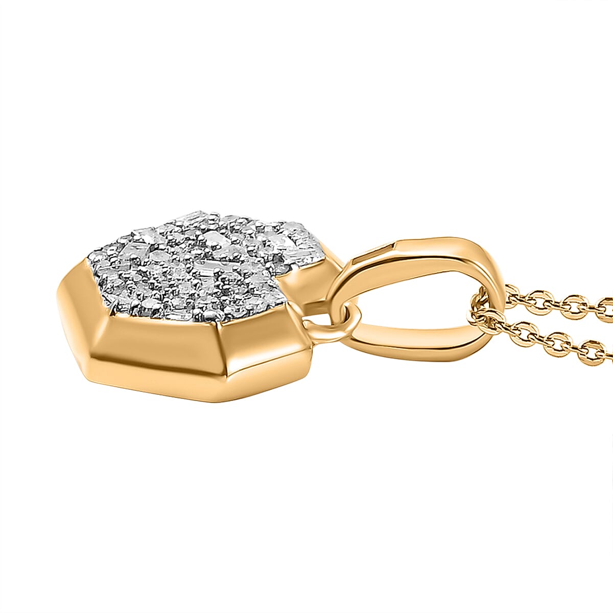 GP Amore Collection - White Diamond Heart Cluster Pendant with Chain in 18K Yellow Gold Vermeil Plated Sterling Silver 4326740 4