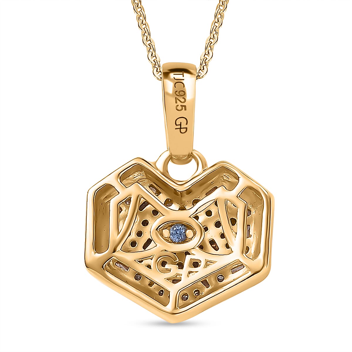 GP Amore Collection - White Diamond Heart Cluster Pendant with Chain in 18K Yellow Gold Vermeil Plated Sterling Silver 4326740 5