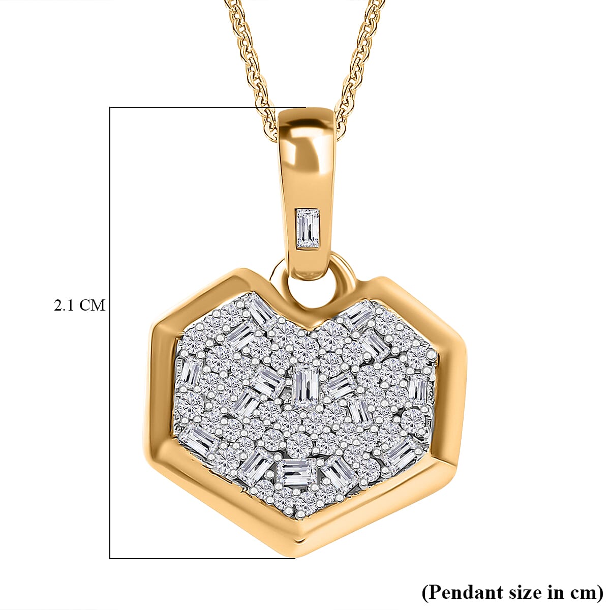 GP Amore Collection - White Diamond Heart Cluster Pendant with Chain in 18K Yellow Gold Vermeil Plated Sterling Silver 4326740 7