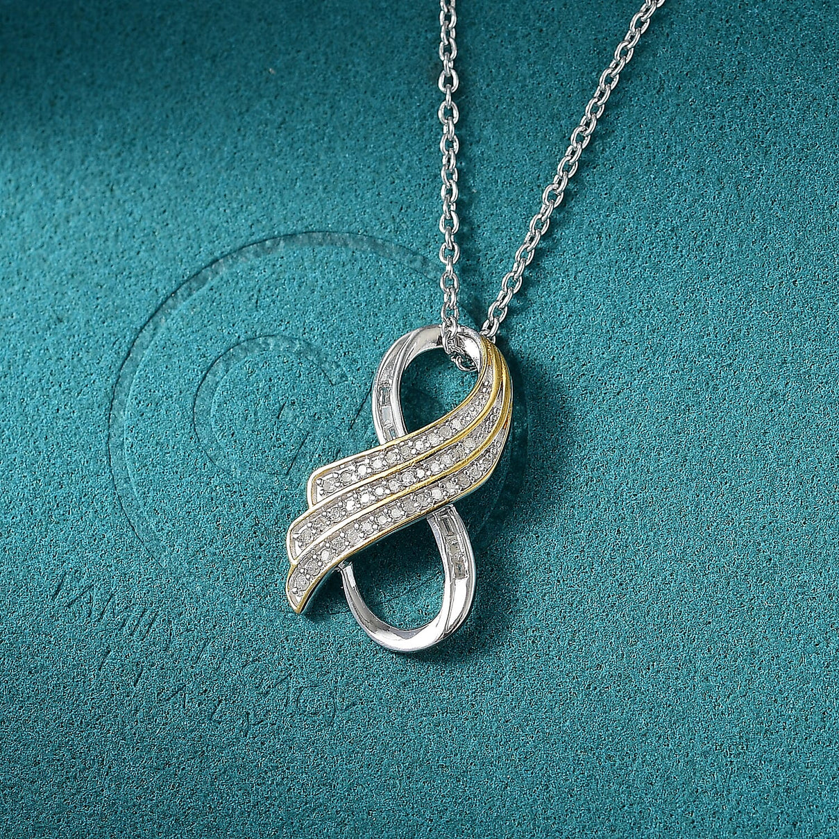 GP Angel Wing Collection - White Diamond Pendant with Chain (Size 20) in 18K Vermeil Yellow Gold and Rhodium Overlay Sterling Silver 4381292 2
