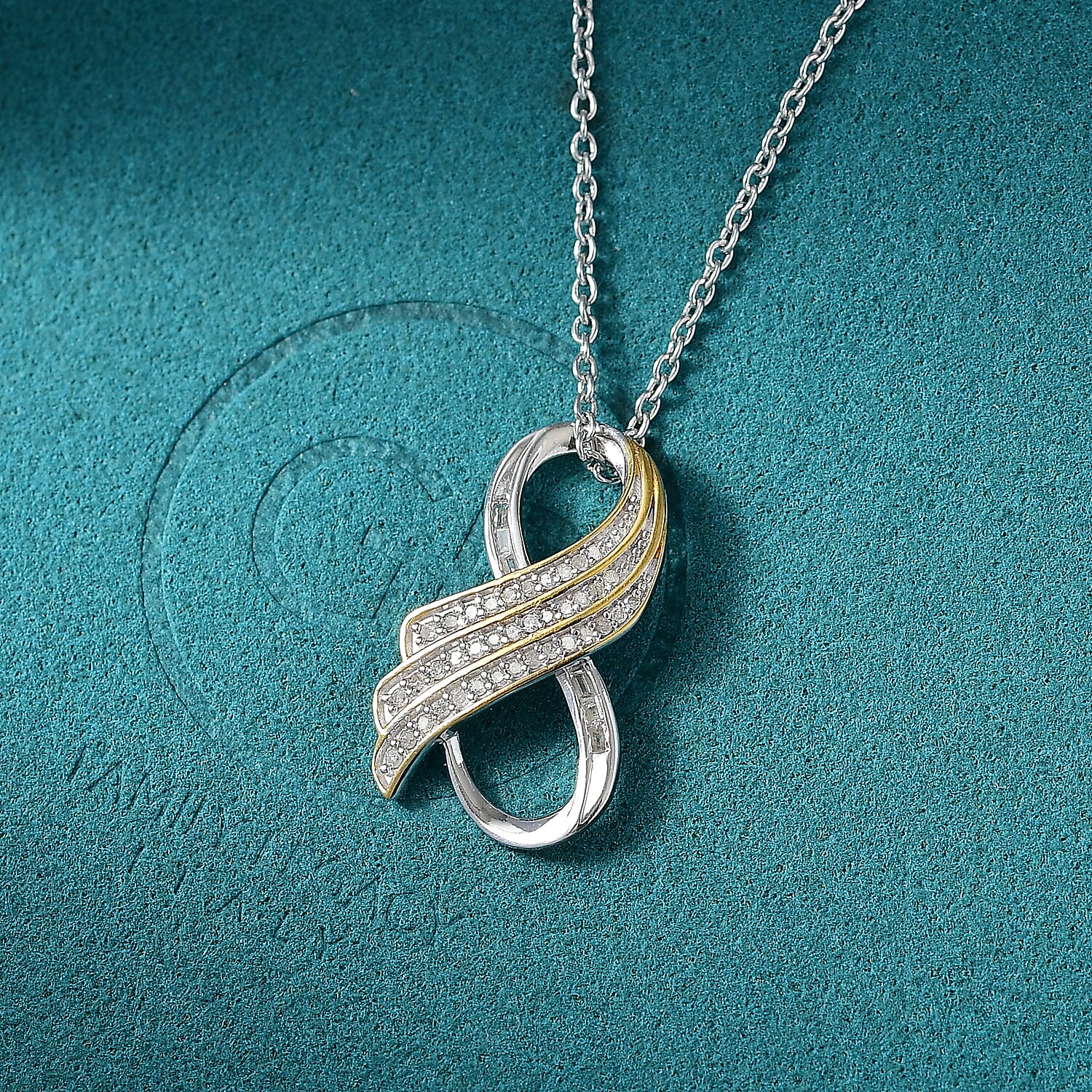 GP Angel Wing Collection - White Diamond Pendant with Chain (Size 20) in 18K Vermeil Yellow Gold and Rhodium Overlay Sterling Silver 4381292 2