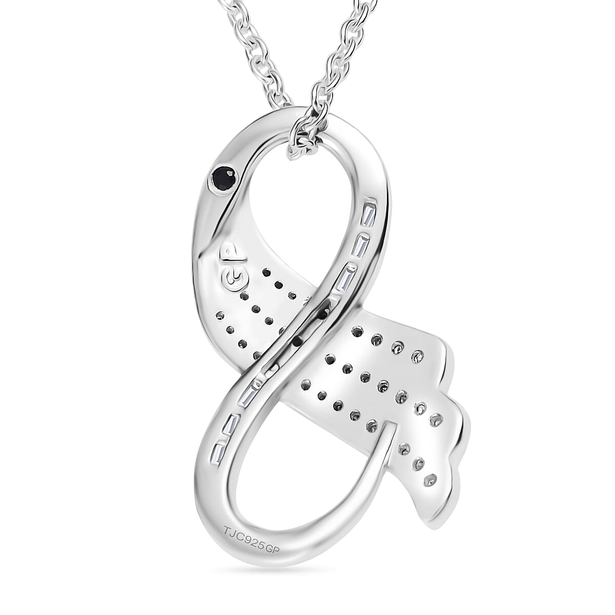 GP Angel Wing Collection - White Diamond Pendant with Chain (Size 20) in 18K Vermeil Yellow Gold and Rhodium Overlay Sterling Silver 4381292 5