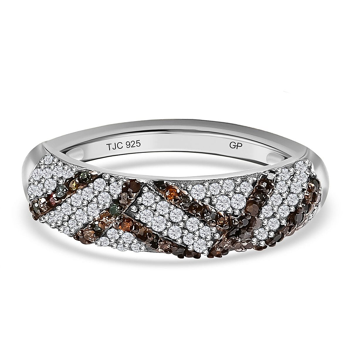 GP Art Deco Collection - Multi Diamond Wedding Band Ring in Platinum Overlay Sterling Silver 0.57 Ct. 7278016 0