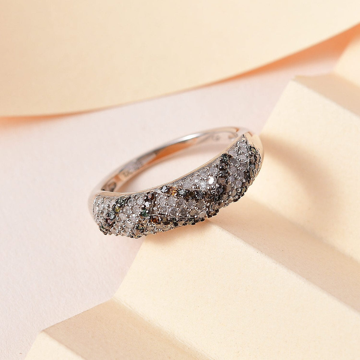 GP Art Deco Collection - Multi Diamond Wedding Band Ring in Platinum Overlay Sterling Silver 0.57 Ct. 7278016 1