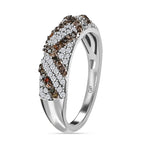 GP Art Deco Collection - Multi Diamond Band Ring in Platinum Overlay Sterling Silver 0.57 Ct.