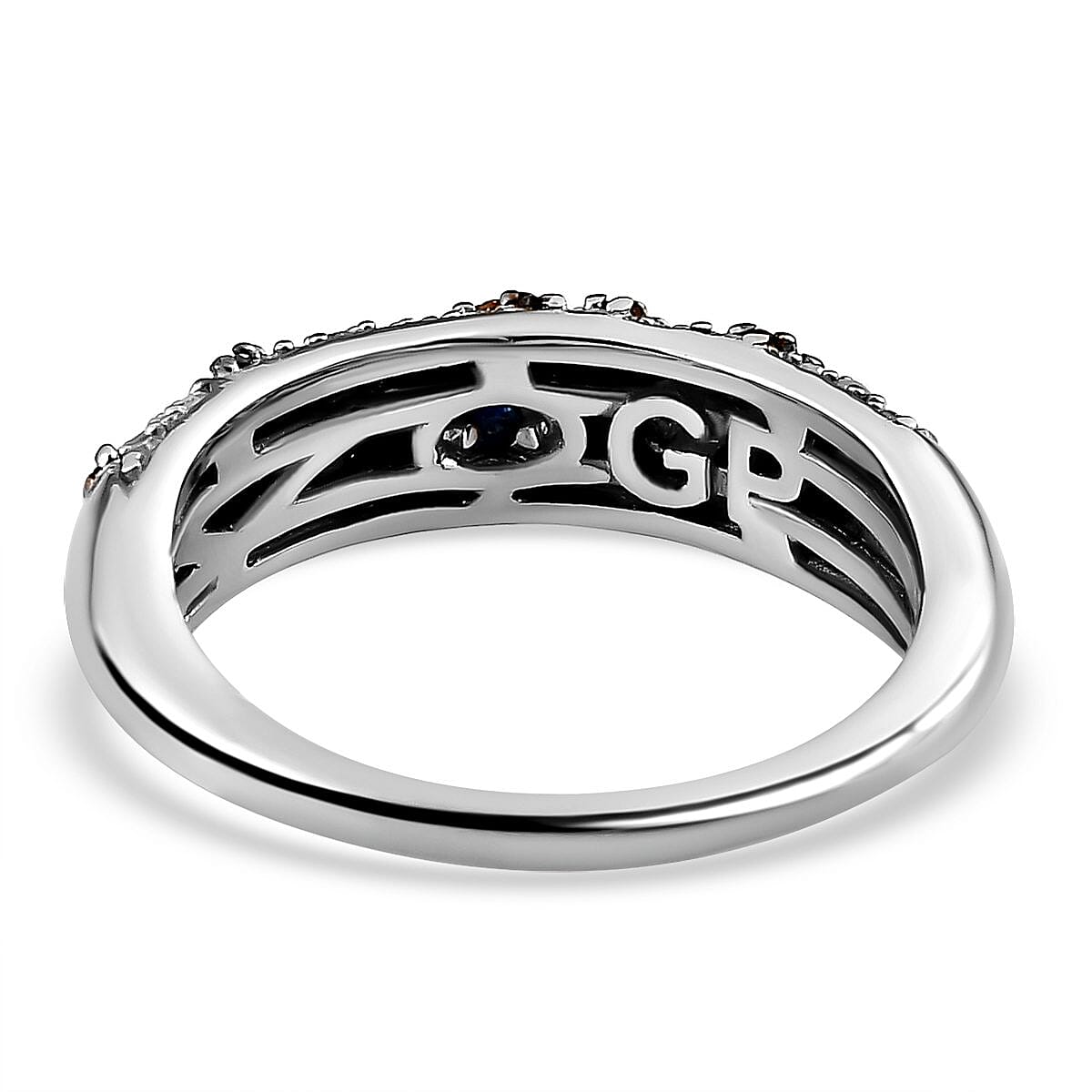 GP Art Deco Collection - Multi Diamond Wedding Band Ring in Platinum Overlay Sterling Silver 0.57 Ct. 7278016 4