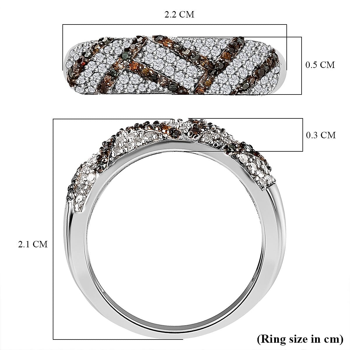 GP Art Deco Collection - Multi Diamond Wedding Band Ring in Platinum Overlay Sterling Silver 0.57 Ct. 7278016 5
