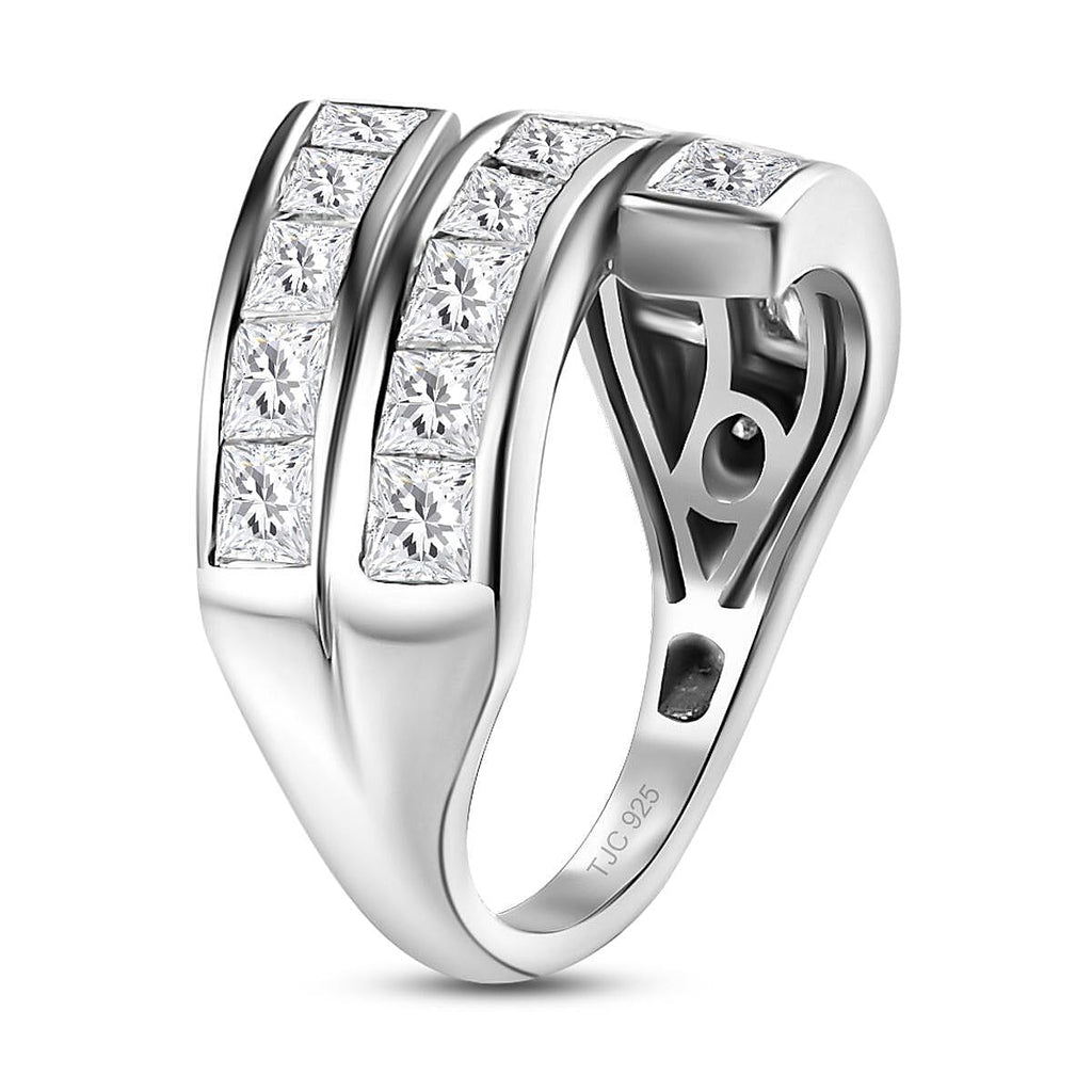 GP Art Deco Collection - Moissanite Ring in Platinum Overlay Sterling Silver 3.06 Ct.