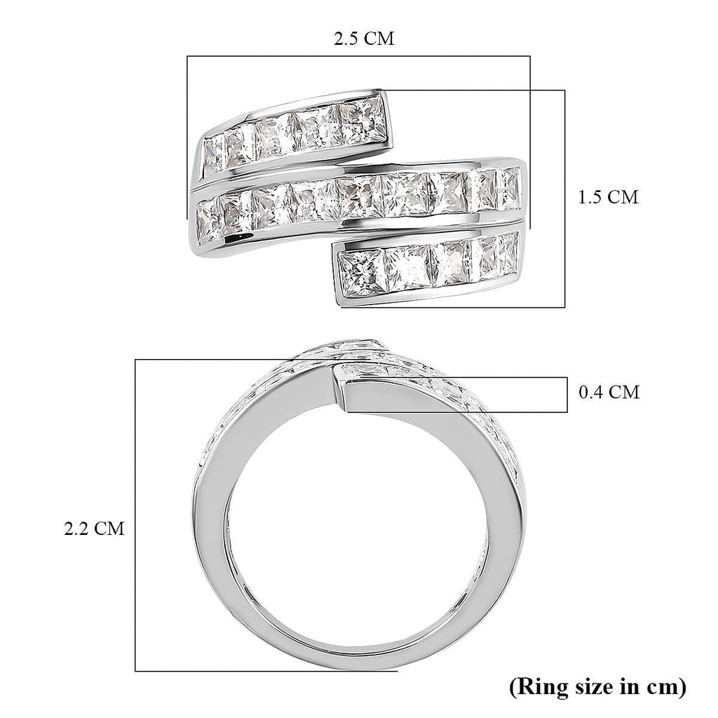 GP Art Deco Collection - Moissanite Ring in Platinum Overlay Sterling Silver 3.06 Ct.