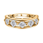 GP Art Deco Collection - Moissanite Ring in Vermeil Yellow Gold Sterling Silver 1.86 Ct.