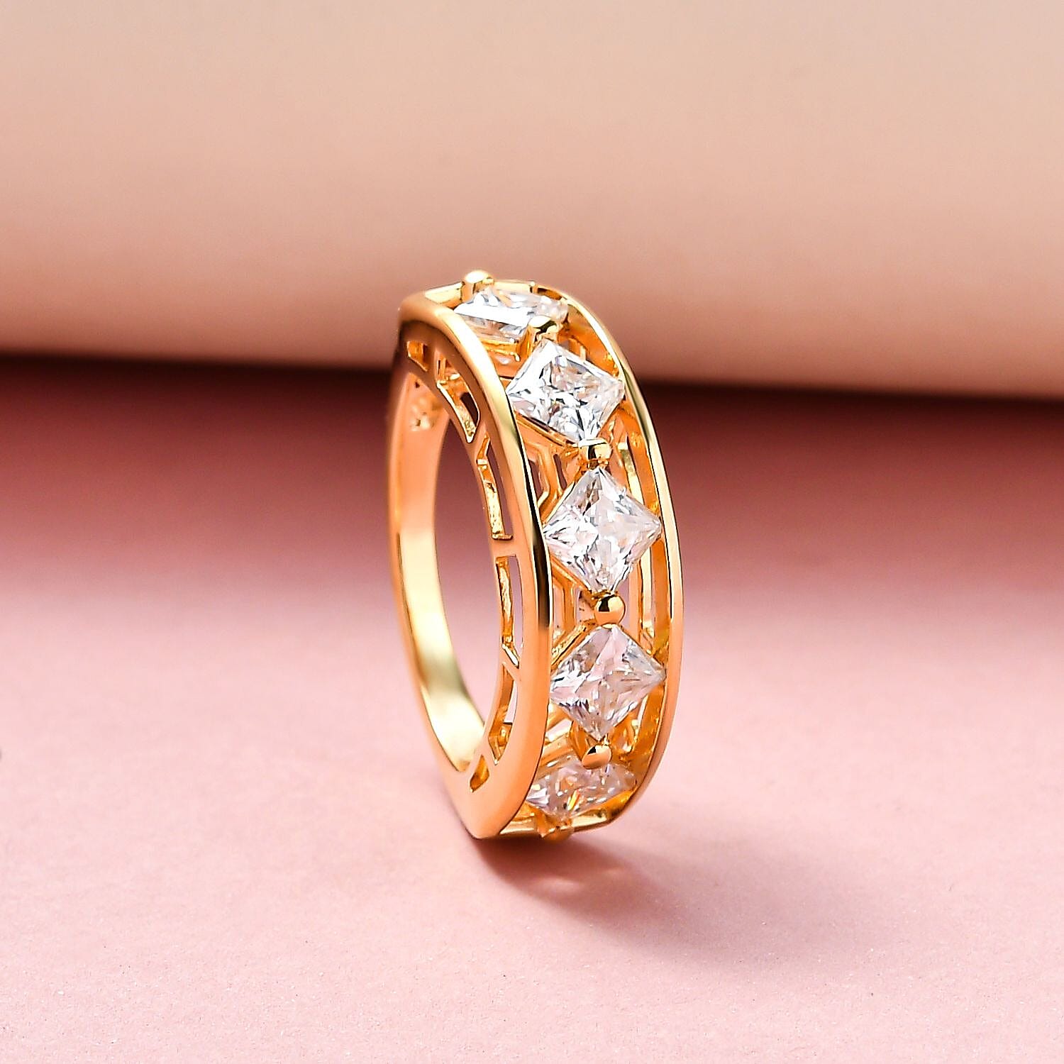 GP Art Deco Collection - Moissanite Ring in Vermeil Yellow Gold Sterling Silver 1.86 Ct. 7073190 2