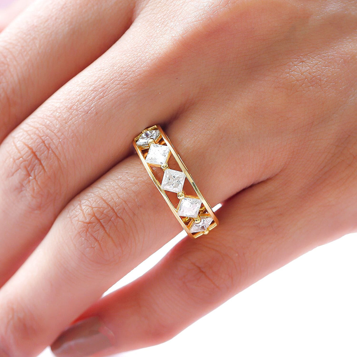 GP Art Deco Collection - Moissanite Ring in Vermeil Yellow Gold Sterling Silver 1.86 Ct. 7073190 3