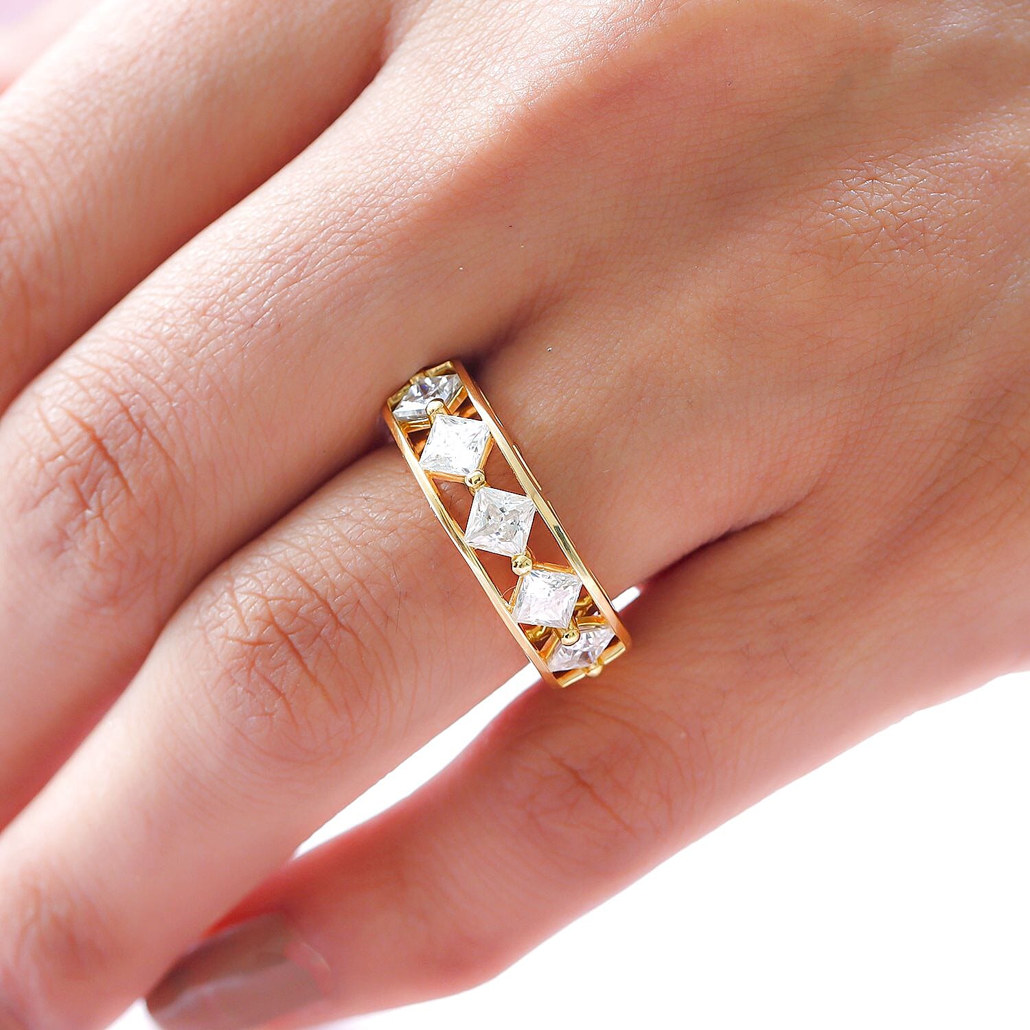 GP Art Deco Collection - Moissanite Ring in Vermeil Yellow Gold Sterling Silver 1.86 Ct. 7073190 3