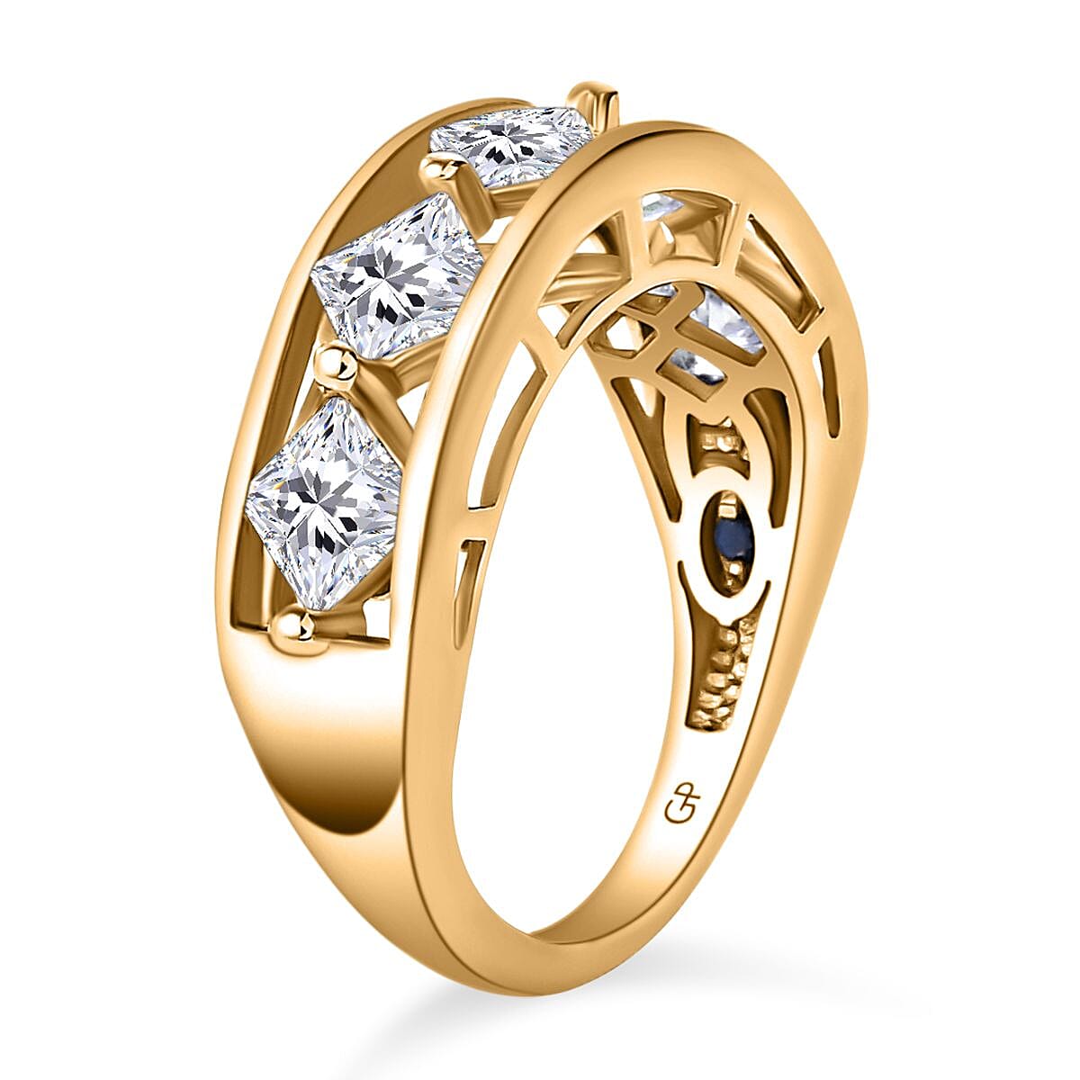 GP Art Deco Collection - Moissanite Ring in Vermeil Yellow Gold Sterling Silver 1.86 Ct. 7073190 4