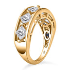GP Art Deco Collection - Moissanite Ring in Vermeil Yellow Gold Sterling Silver 1.86 Ct.