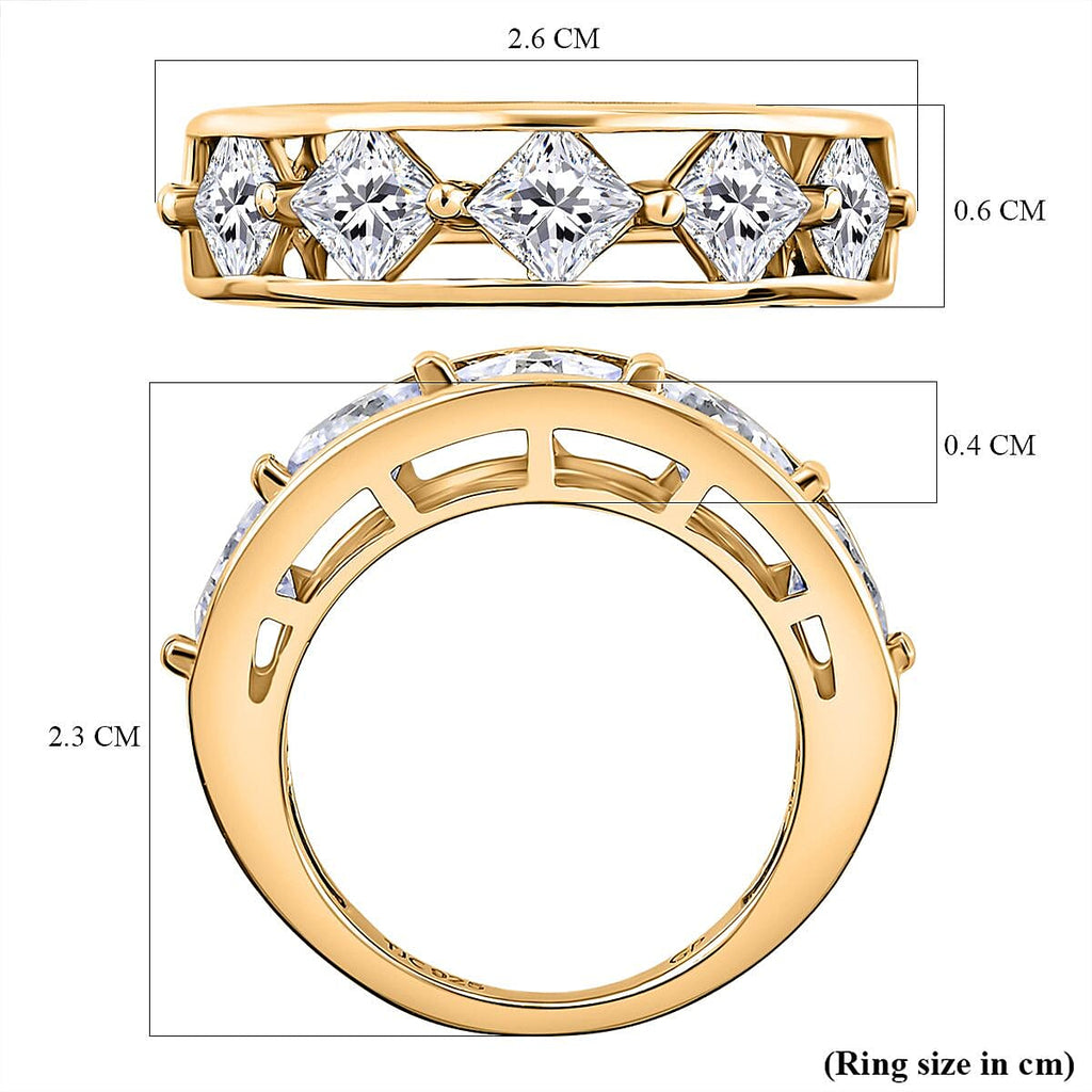 GP Art Deco Collection - Moissanite Ring in Vermeil Yellow Gold Sterling Silver 1.86 Ct.