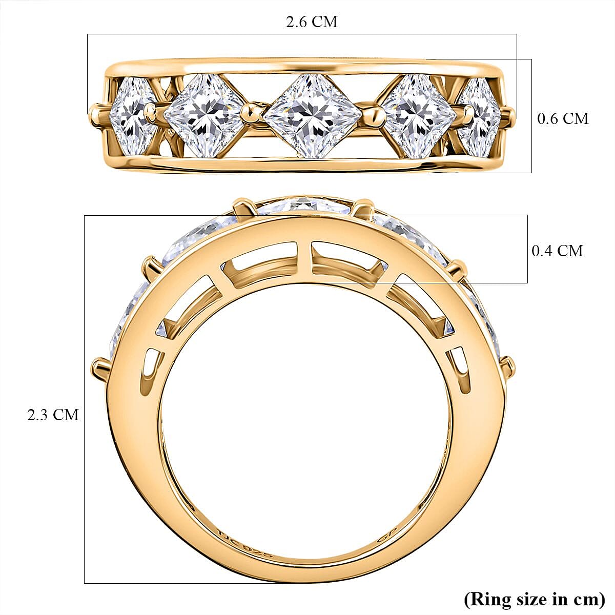 GP Art Deco Collection - Moissanite Ring in Vermeil Yellow Gold Sterling Silver 1.86 Ct. 7073190 6