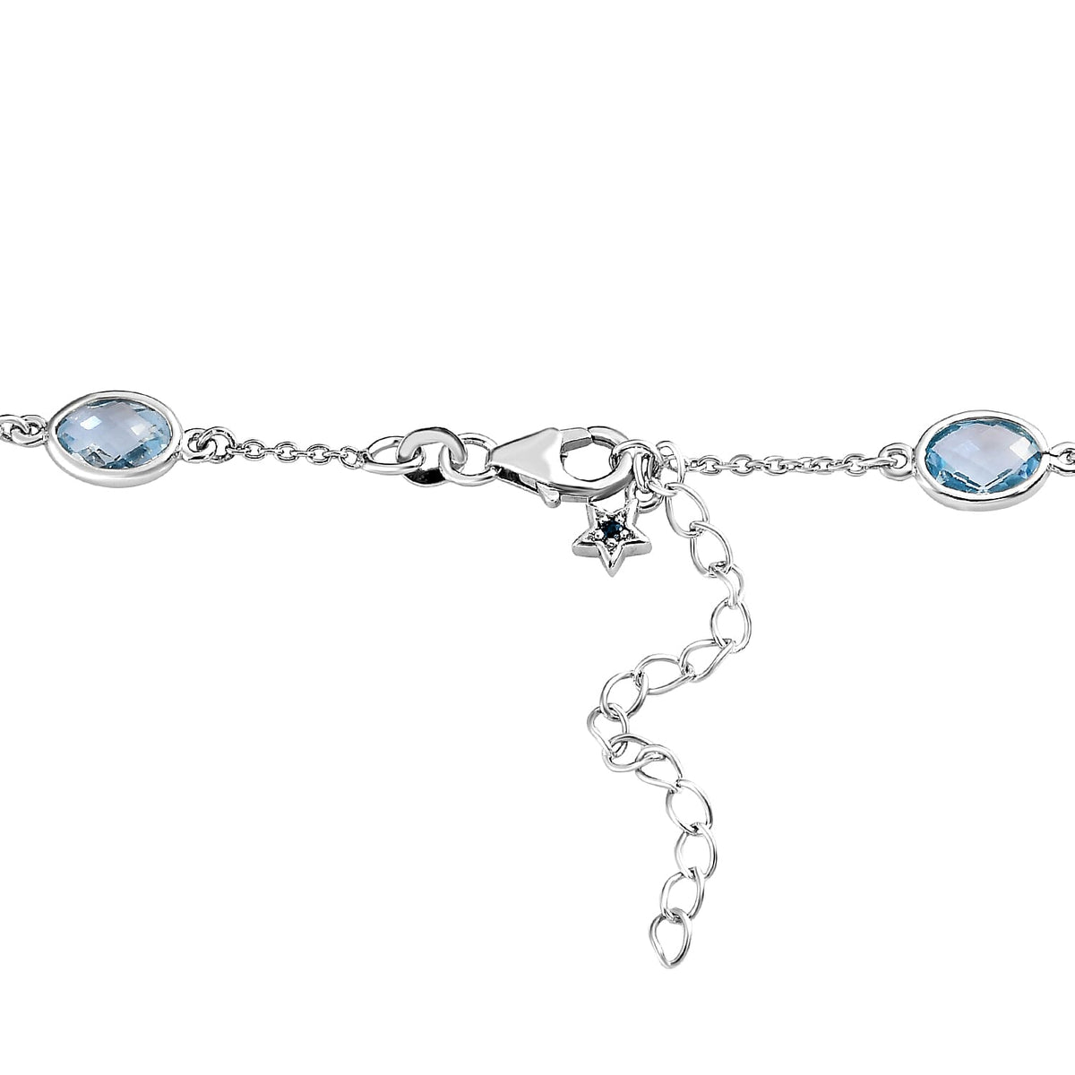 GP Art Deco Collection - Skyblue Topaz, Kanchanaburi Blue Sapphire Fancy Necklace (Size - 20 With Extender) in Platinum Overlay Sterling Silver, Silver Wt. 9.00 Gms 10.02 Ct. 7080423 3