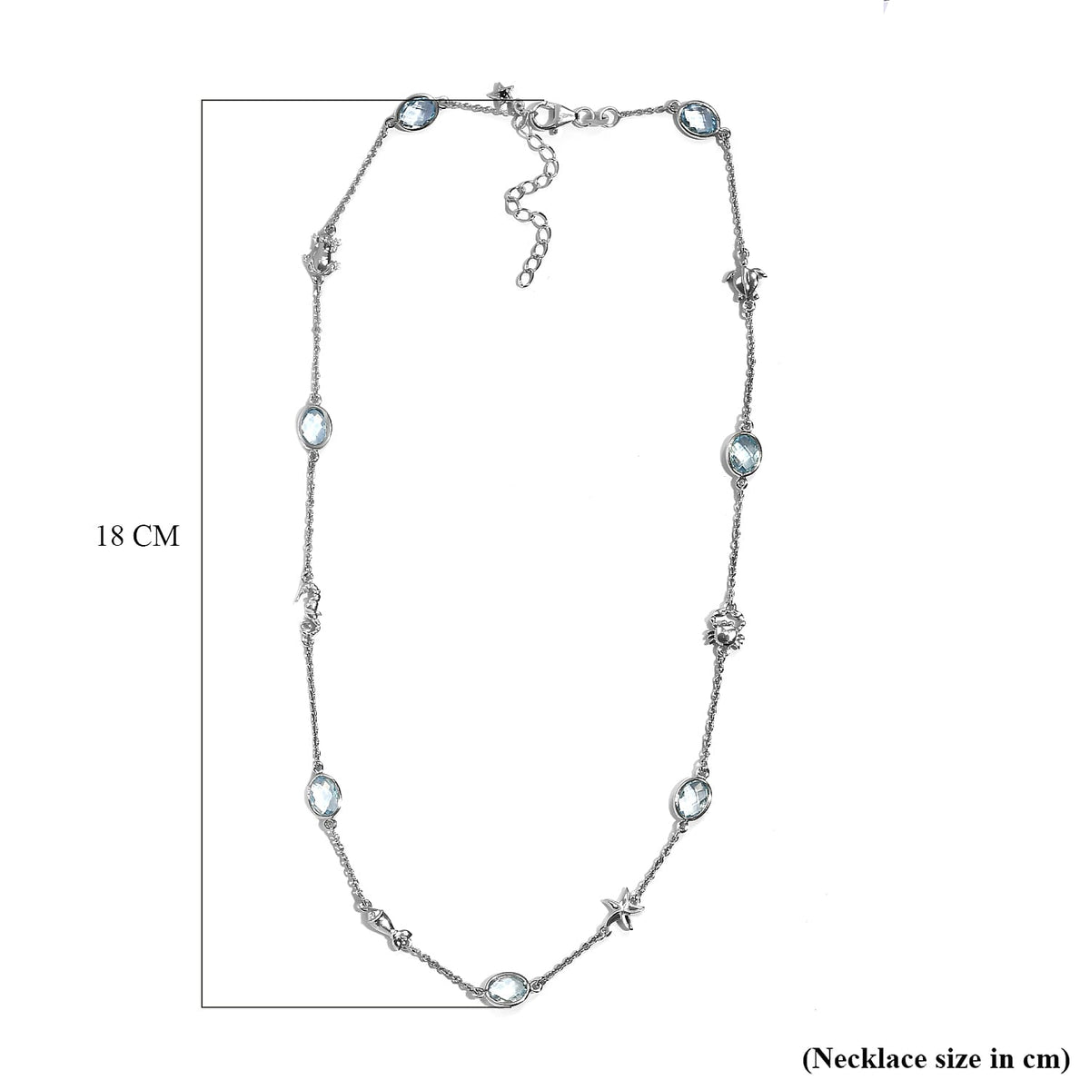 GP Art Deco Collection - Skyblue Topaz, Kanchanaburi Blue Sapphire Fancy Necklace (Size - 20 With Extender) in Platinum Overlay Sterling Silver, Silver Wt. 9.00 Gms 10.02 Ct. 7080423 4