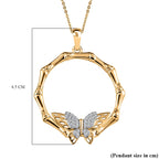 GP- Bamboo Collection - Moissanite Pendant with Chain (Size 20) in 18K Yellow Gold Vermeil Plated Sterling Silver