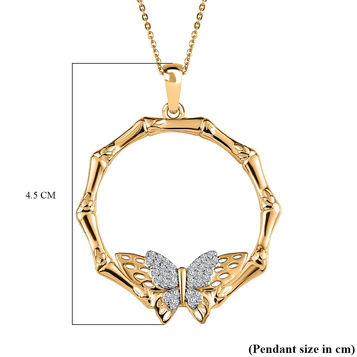 GP- Bamboo Collection - Moissanite Pendant with Chain (Size 20) in 18K Yellow Gold Vermeil Plated Sterling Silver 4194263 6