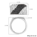 GP - Natural Thai Black Spinel & Blue Sapphire Ring in Rhodium Overlay Sterling Silver 5.34 Ct, Silver Wt. 9.40 Gms.