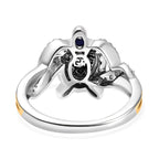GP Italian Garden Collection - Blue Diamond, Kanchanaburi Blue Sapphire & White Diamond  Ring in Rhodium Overlay Sterling Silver 0.30 Ct.