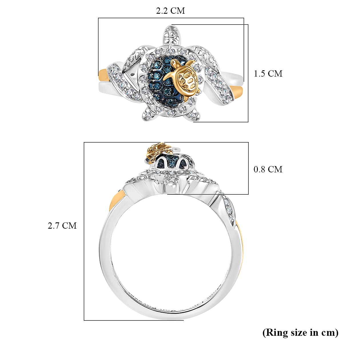 GP Italian Garden Collection - Blue Diamond, Kanchanaburi Blue Sapphire &amp; White Diamond  Ring in Rhodium Overlay Sterling Silver 0.30 Ct. 8043906 5