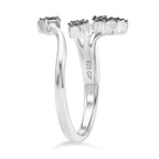 GP - Multi Diamond & Blue Sapphire Star Ring in Rhodium Overlay Sterling Silver