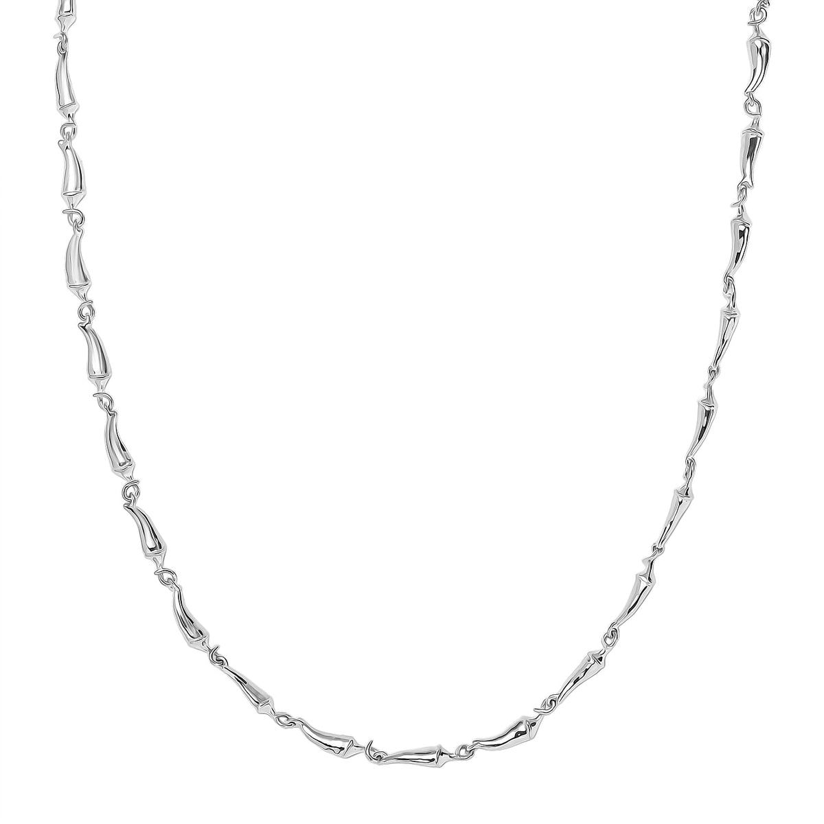 GP - Chilli Pepper Collection Blue Sapphire Necklace (Size 20) with Lobster Clasp in Rhodium Overlay Sterling Silver, Silver Wt. 15.00 Gms. 8305537 0
