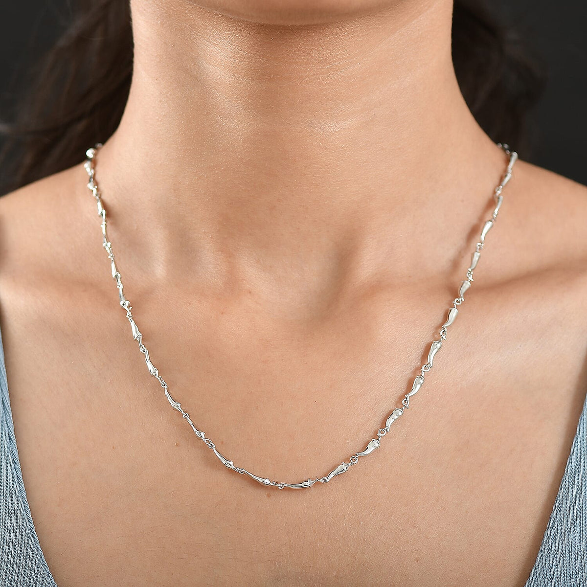 GP - Chilli Pepper Collection Blue Sapphire Necklace (Size 20) with Lobster Clasp in Rhodium Overlay Sterling Silver, Silver Wt. 15.00 Gms. 8305537 3