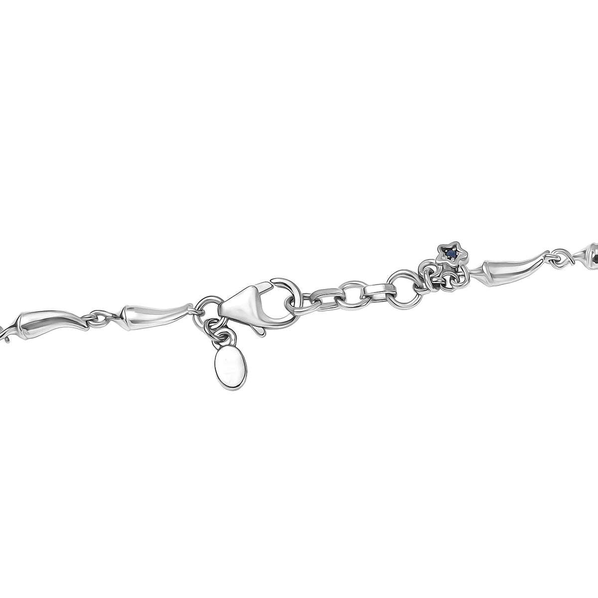 GP - Chilli Pepper Collection Blue Sapphire Necklace (Size 20) with Lobster Clasp in Rhodium Overlay Sterling Silver, Silver Wt. 15.00 Gms. 8305537 5