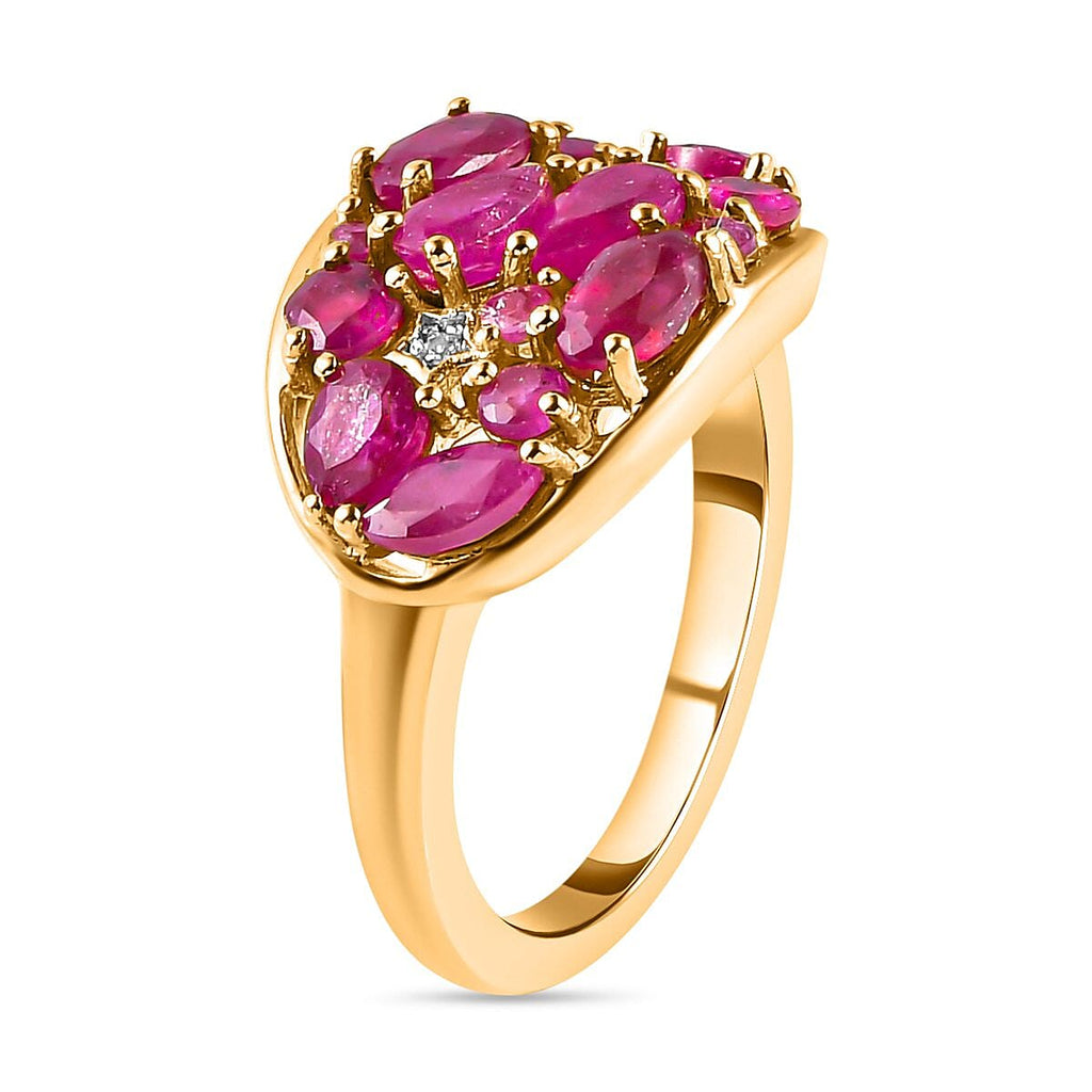 GP Celestial Collection - Cabo Delgado Ruby and Natural Cambodian Zircon Ring in 18K Vermeil Yellow Gold Plated Overlay Sterling Silver 2.38 Ct.