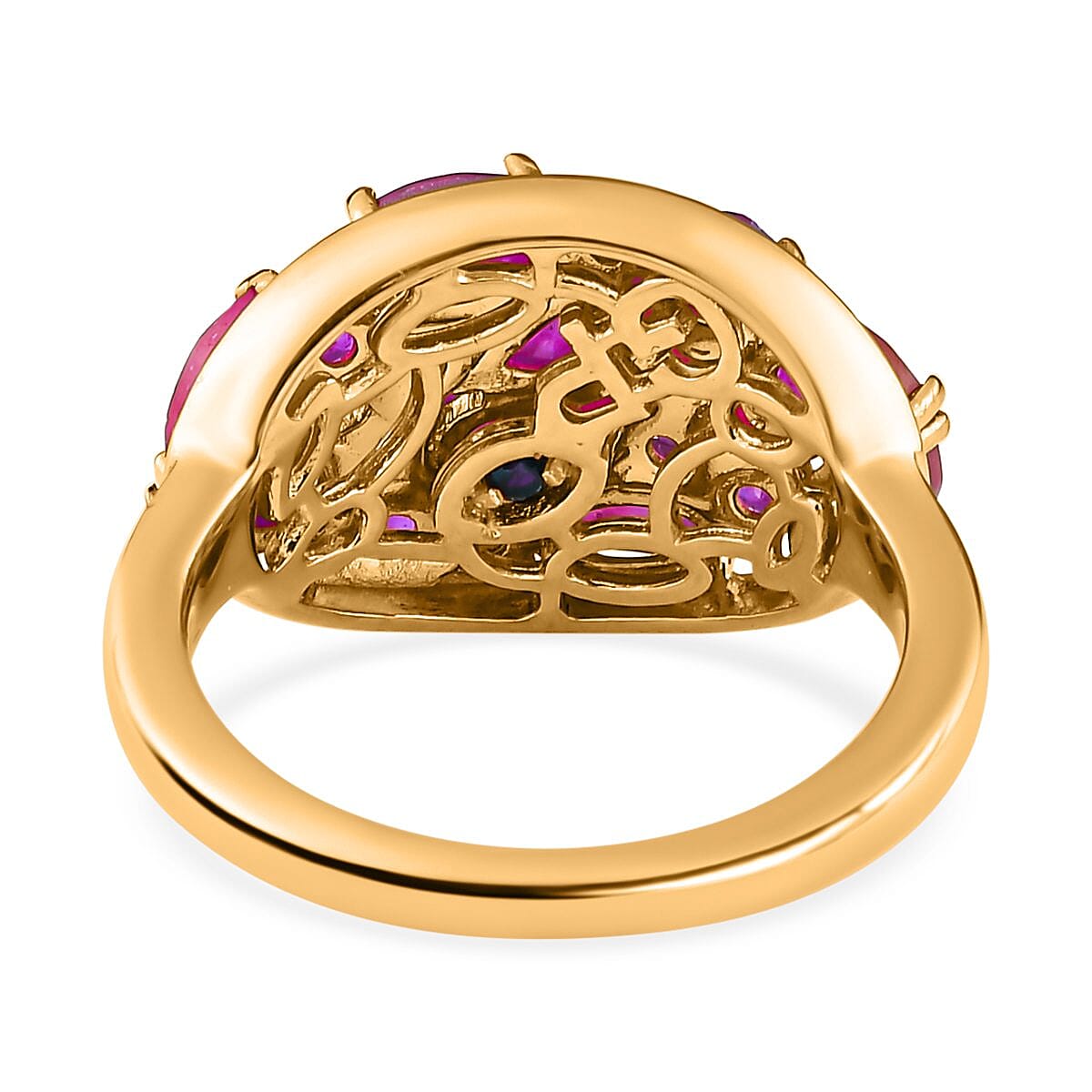 GP Celestial Collection - Cabo Delgado Ruby and Natural Cambodian Zircon Ring in 18K Vermeil Yellow Gold Overlay Sterling Silver 2.38 Ct. 7259071 10