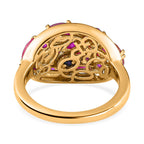 GP Celestial Collection - Cabo Delgado Ruby and Natural Cambodian Zircon Ring in 18K Vermeil Yellow Gold Plated Overlay Sterling Silver 2.38 Ct.