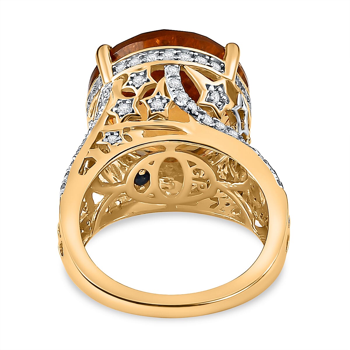 GP Celestial Dream Collection (Hanabi Cut) - Citrine &amp; Natural Zircon Ring in Two Tone Plating Sterling Silver 13.21 Ct, Silver Wt. 5.5 Gms. 7631986 4