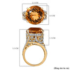 GP Celestial Dream Collection (Hanabi Cut) - Citrine & Natural Zircon Ring in Two Tone Plating Sterling Silver 13.21 Ct, Silver Wt. 5.5 Gms.