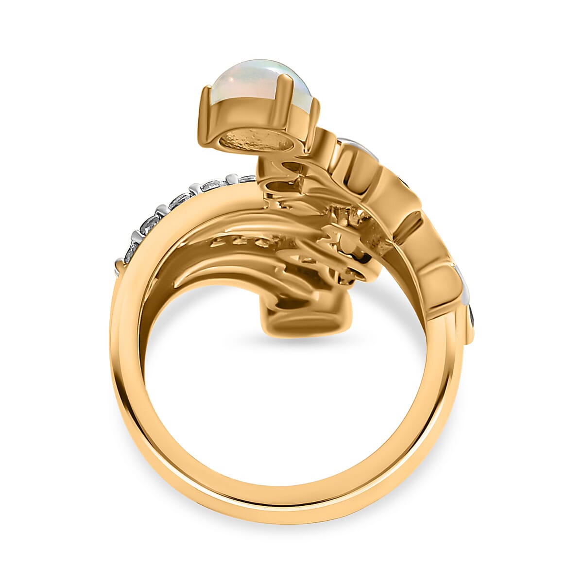 GP Celestial Dream Collection - Ethiopian Welo Opal, African Ruby and Multi Gemstone Ring in Rhodium Overlay and 18K Vermeil Yellow Gold Plating Sterling Silver 2.86 Ct, Silver Wt. 6.81 Gms. 7488526 9